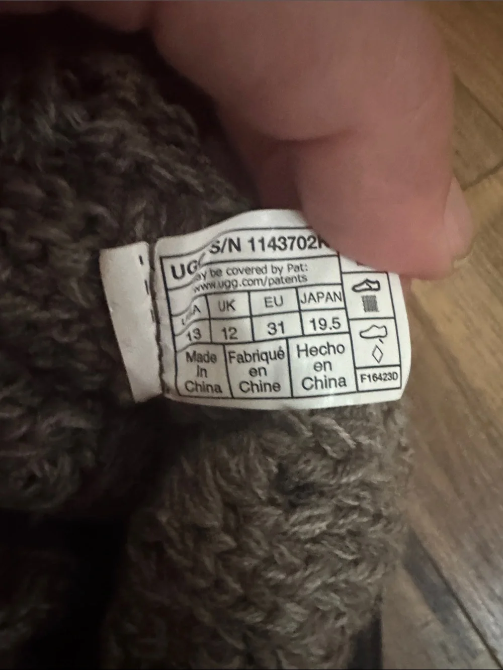 UGG Gray Knit Boots little girls size 13